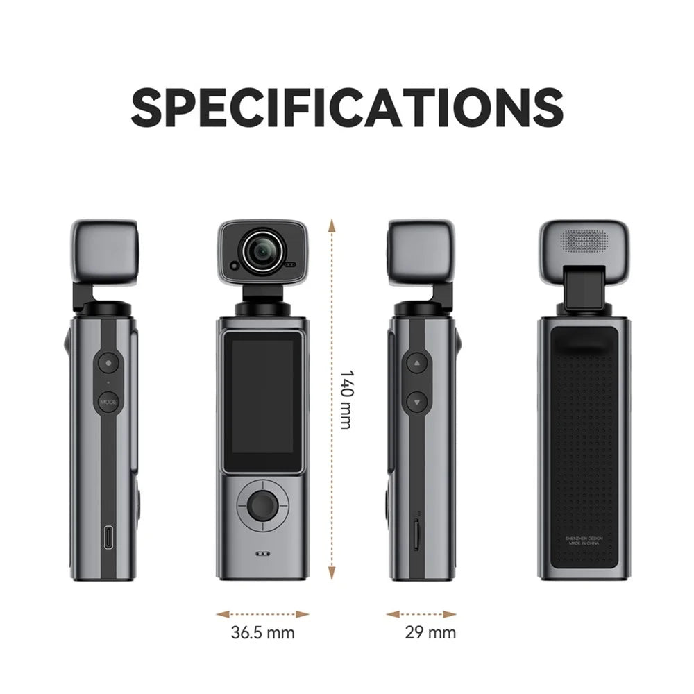 A20 Handheld Action Camera 2K Ultra HD Vlog 330min Battery Life Camera for Outdoor Sports Travel - Black - 6