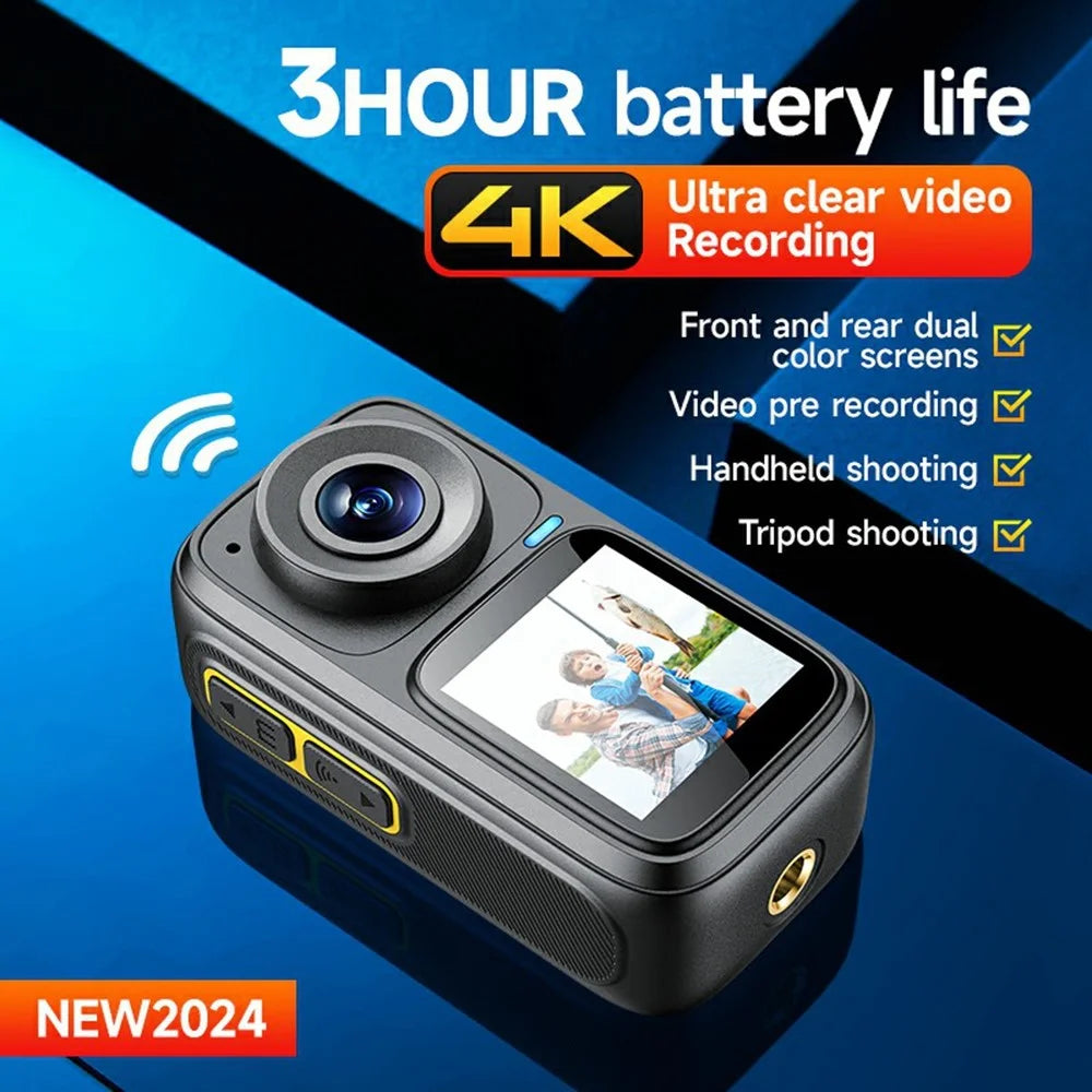 M26 4K Action Camera Dual Screen 30m Waterproof 6-Axis Stabilization for Cycling Swimming - Black - 3