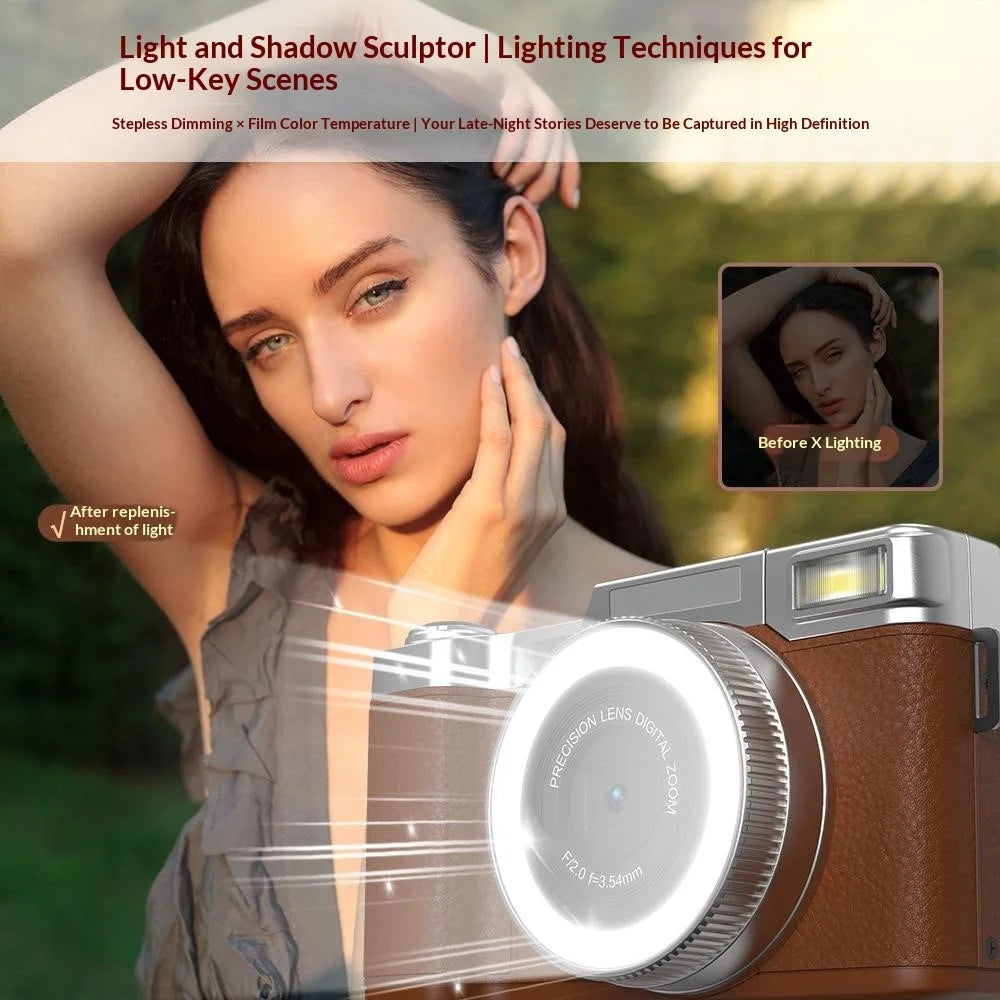 CDR2L 2.8 inch Flip Screen 4K 30FPS 18X Digital Zoom CCD Digital Camera with Pop-up Flash - Brown - 3