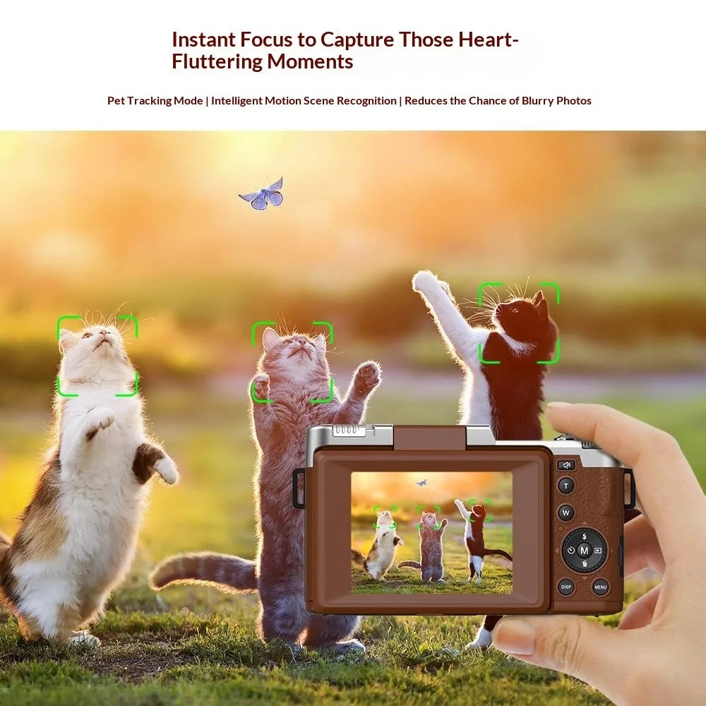 CDR2L 2.8 inch Flip Screen 4K 30FPS 18X Digital Zoom CCD Digital Camera with Pop-up Flash - Brown - 6