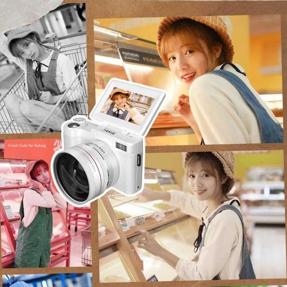 CDR2H CDR2H 2.8 inch Flip Screen 5K 64MP 18X Digital Zoom CCD Digital Camera for Photography - Black - 6