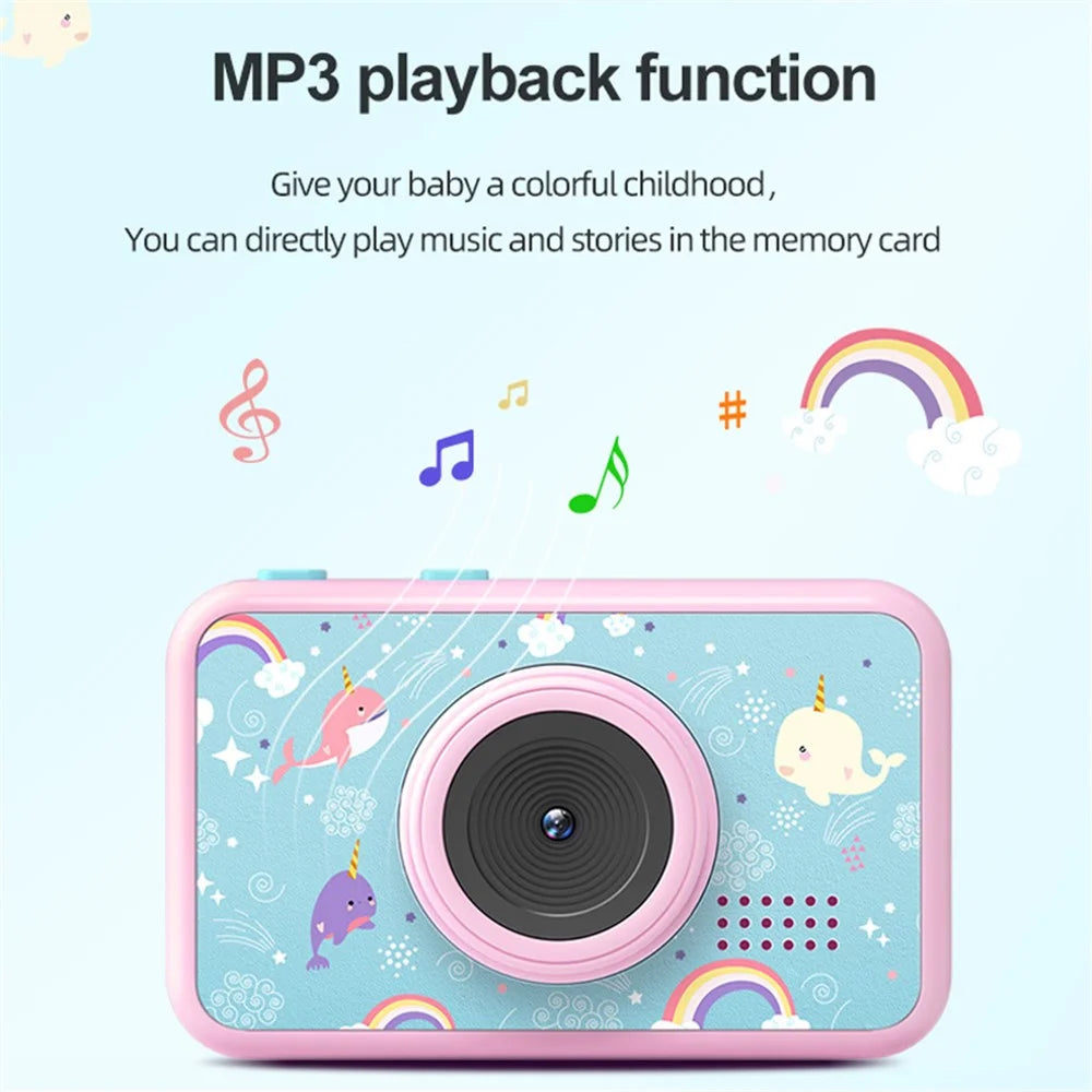 AD-G29D 2.4 inch Screen Kids Camera Front/Back Dual Camera Portable Handheld Mini Camera with Games/Filters/Frames - Pink - 4