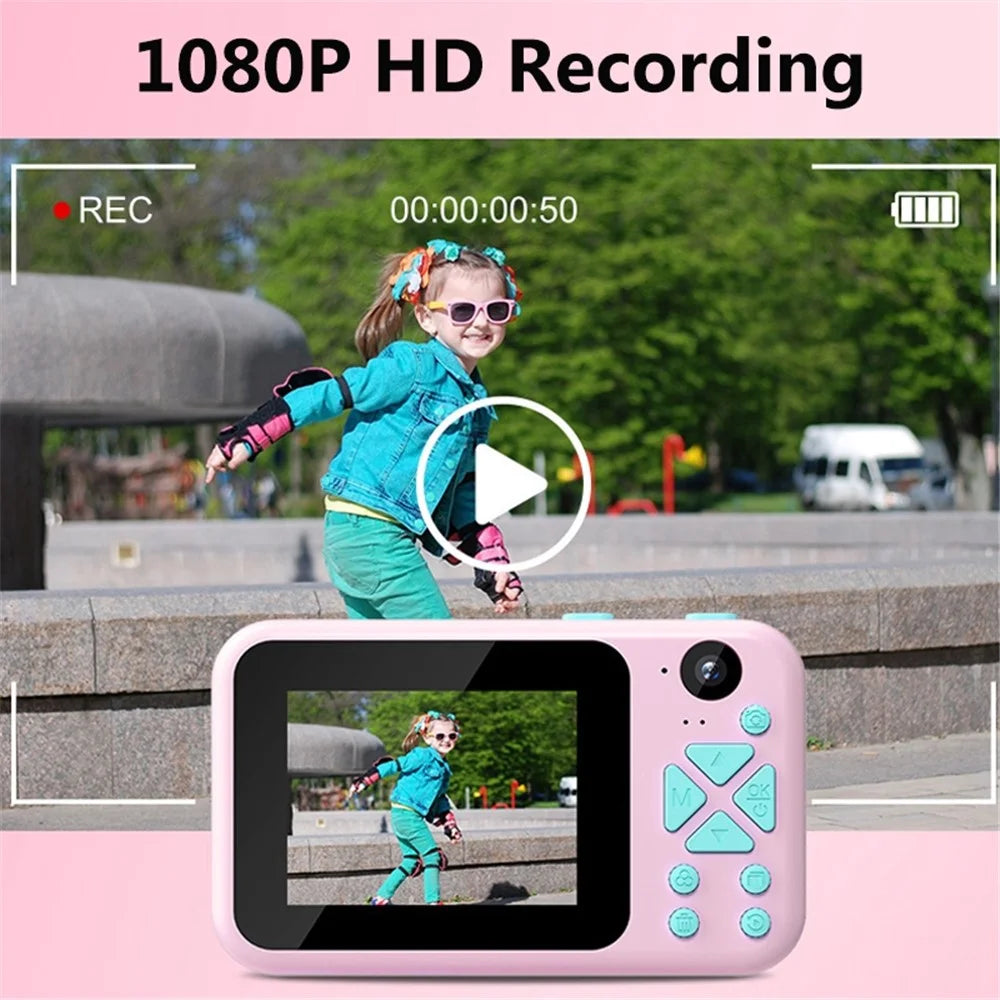 AD-G29D 2.4 inch Screen Kids Camera Front/Back Dual Camera Portable Handheld Mini Camera with Games/Filters/Frames - Pink - 5