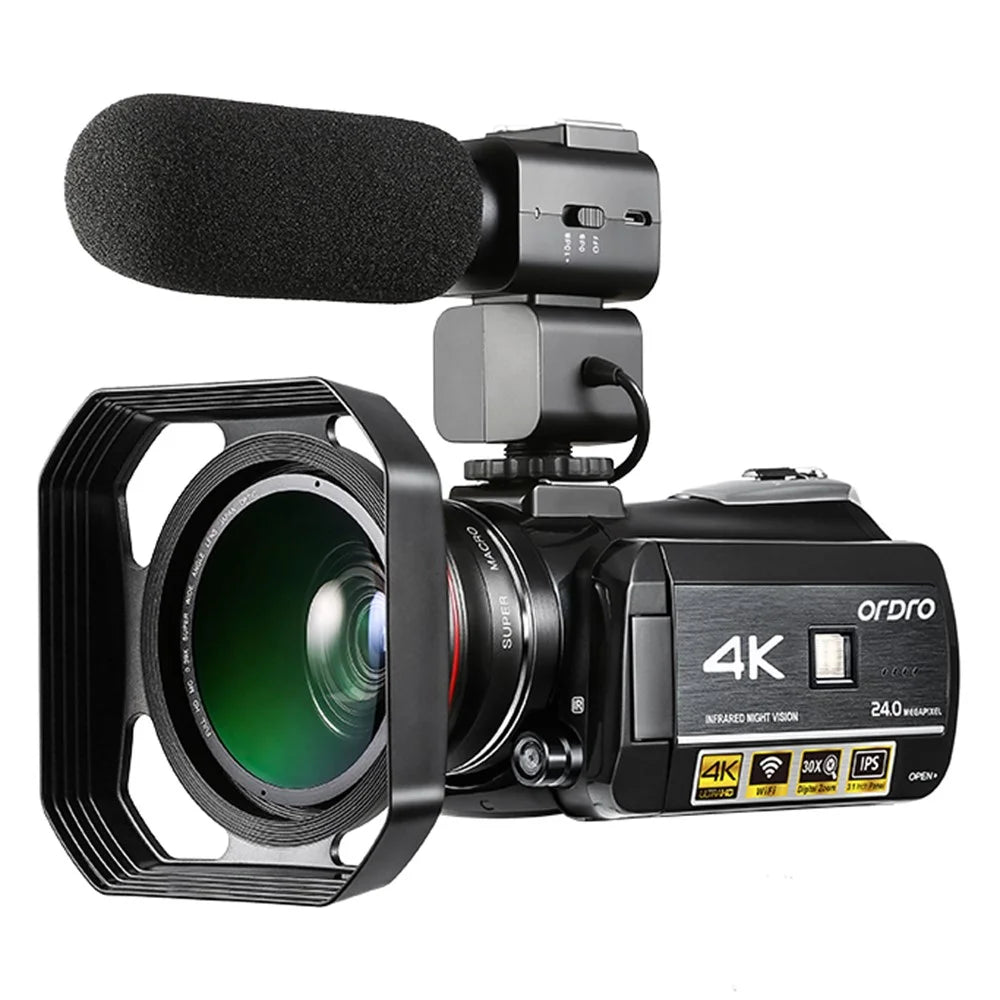 ORDRO AC3 Camcorder 4K Video Digital Camera WiFi IR Night Vision 3.1 Inch IPS Screen Camera (English Version) - 1