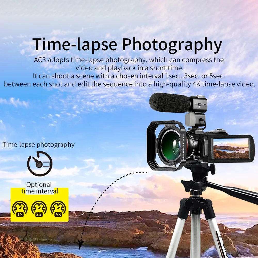 ORDRO AC3 Camcorder 4K Video Digital Camera WiFi IR Night Vision 3.1 Inch IPS Screen Camera (English Version) - 4