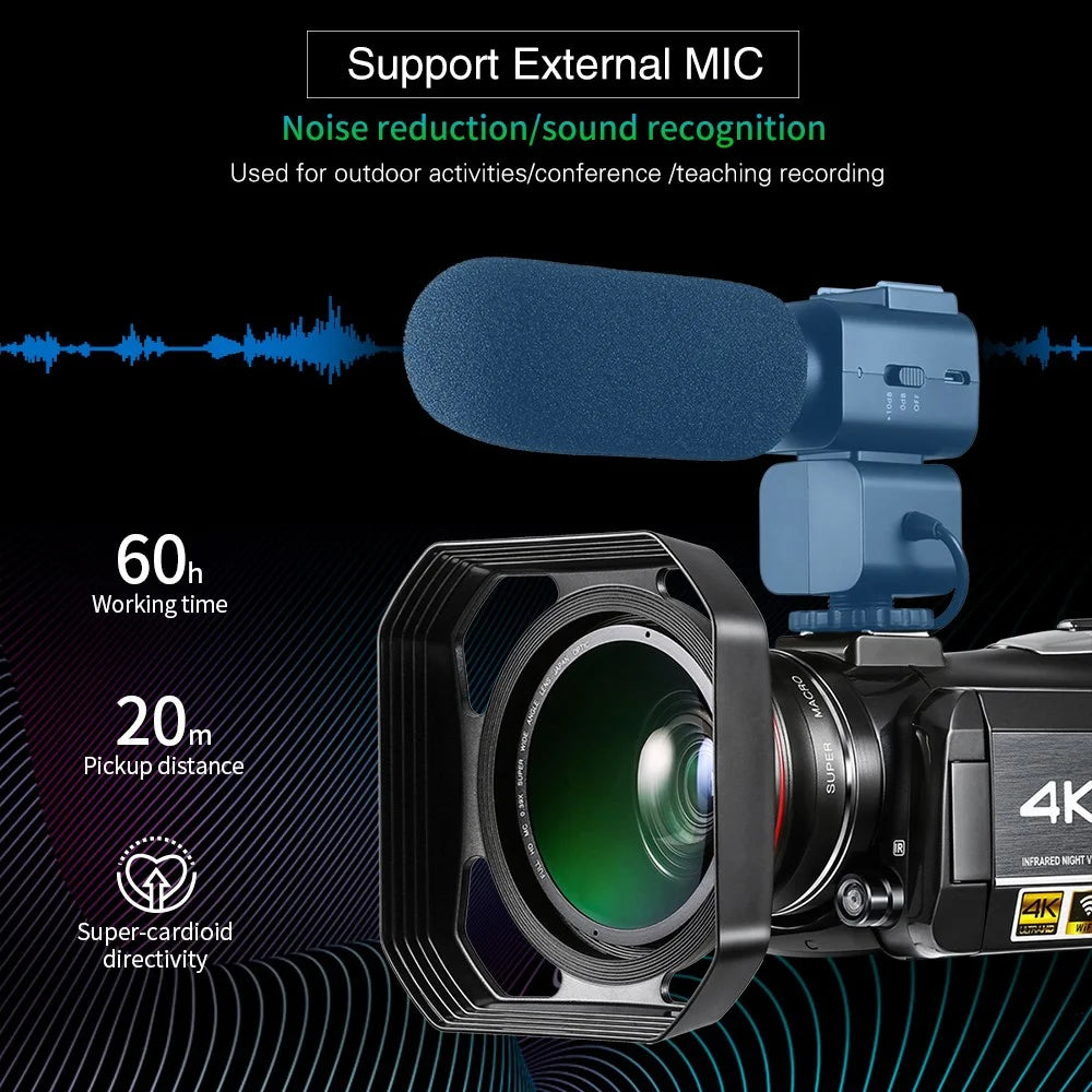 ORDRO AC3 Camcorder 4K Video Digital Camera WiFi IR Night Vision 3.1 Inch IPS Screen Camera (English Version) - 7