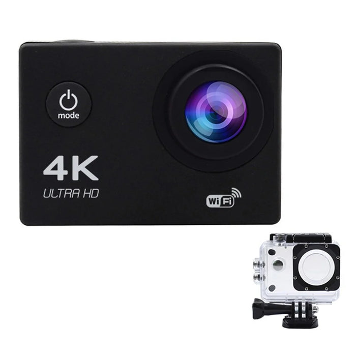 F201 2.0 Inch WiFi 4K Video Cam 120 Degree Wide Angle Action Camera with Waterproof Case - Black - 1