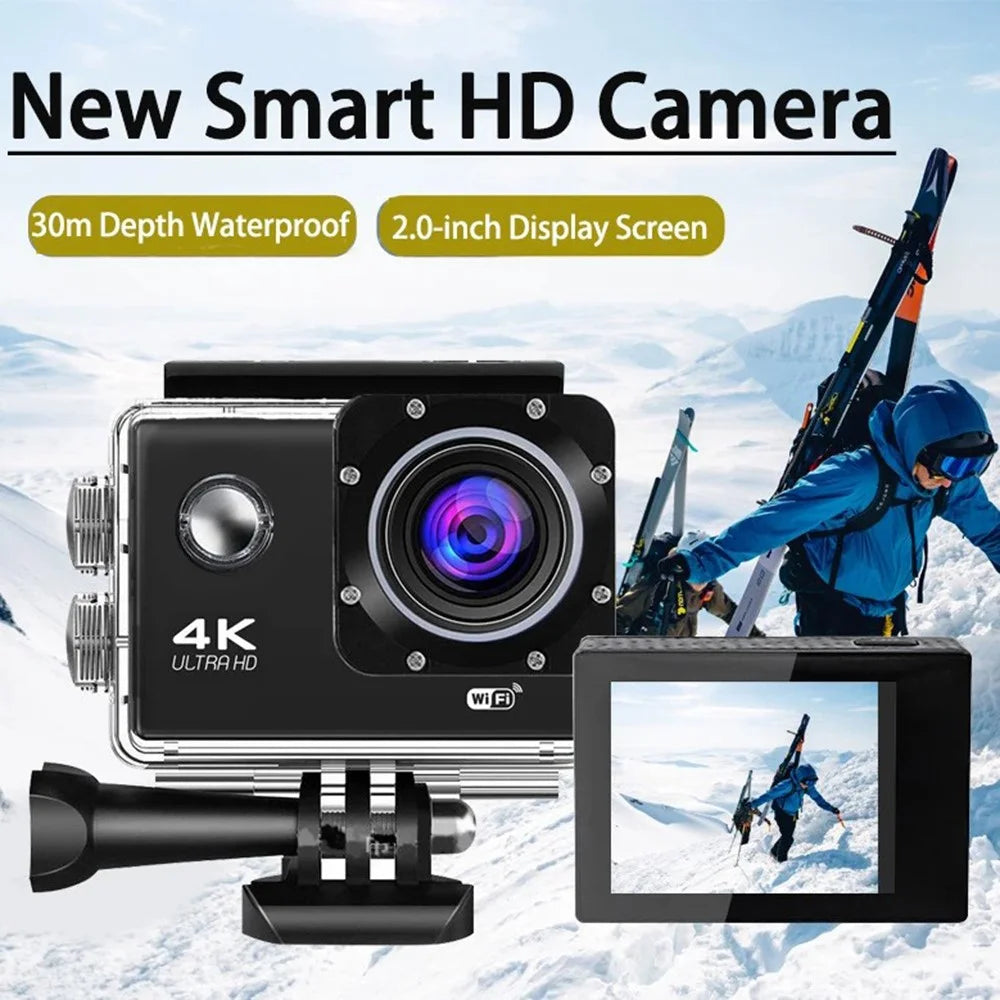 F200 2.0 Inch 140 Degree Wide Angle WiFi Underwater Action Camera 4K Video Cam - Black - 2