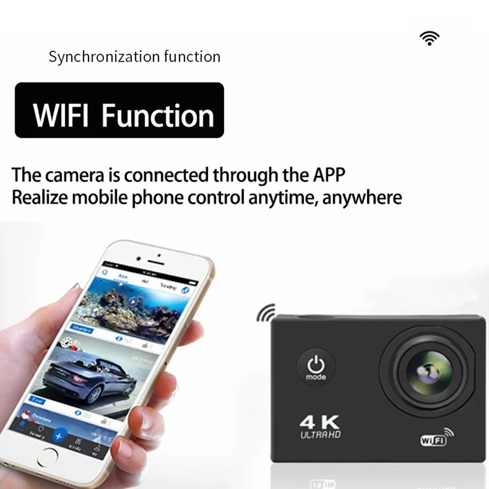 F200 2.0 Inch 140 Degree Wide Angle WiFi Underwater Action Camera 4K Video Cam - Black - 5