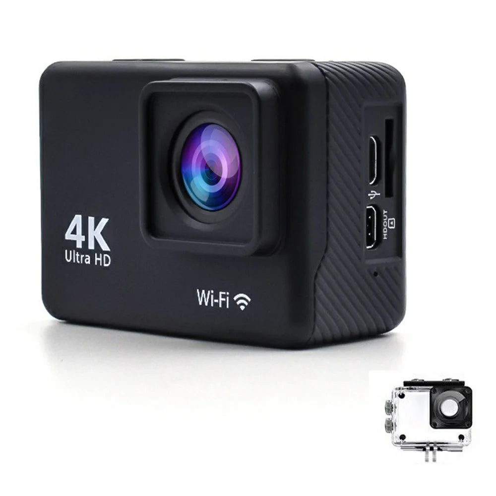 F300AB-R 2 Inch 4K WiFi Action Camera with HD Touch Screen 30m Underwater Camera with Waterproof Case - Black - 1