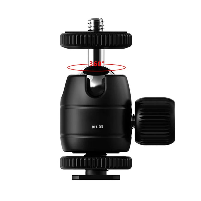 UURIG BH-03 Mini Ball Head Mount Adapter with 1/4" Hot Shoe 360-degree Rotating Gimbal for Camera Cage LED Video Light Monitor - 2