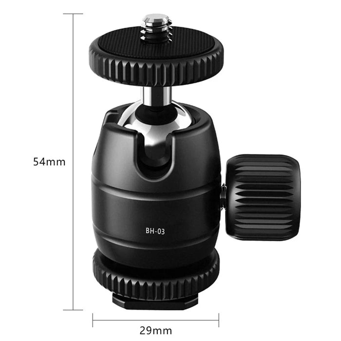 UURIG BH-03 Mini Ball Head Mount Adapter with 1/4" Hot Shoe 360-degree Rotating Gimbal for Camera Cage LED Video Light Monitor - 4