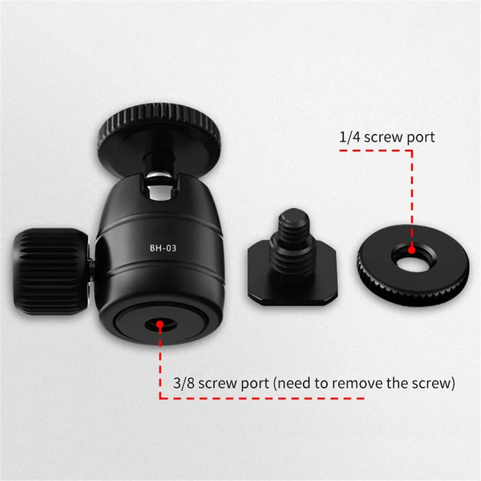 UURIG BH-03 Mini Ball Head Mount Adapter with 1/4" Hot Shoe 360-degree Rotating Gimbal for Camera Cage LED Video Light Monitor - 6