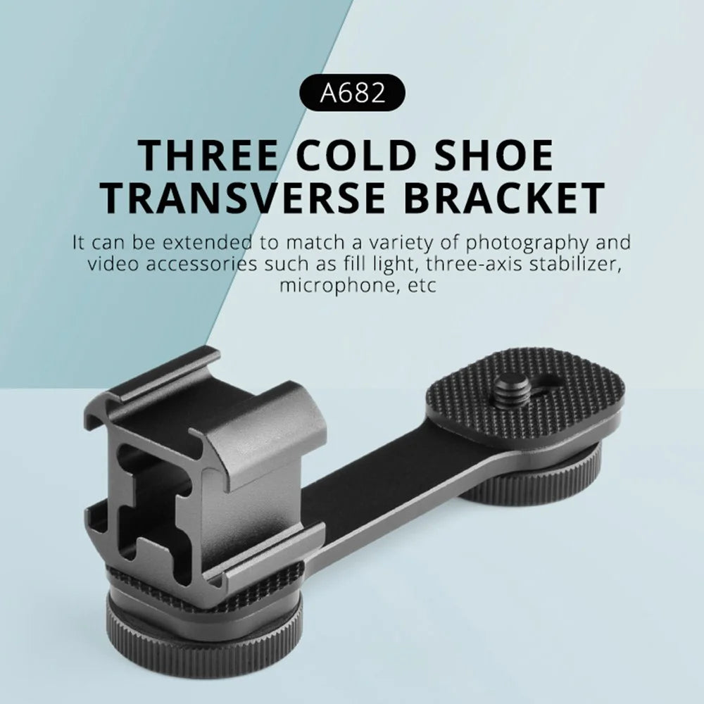 YELANGU A682 Three-Head Cold Shoe Base Extension Bracket Adapter Bracket Photography Accessories for Video Light Microphone - 6