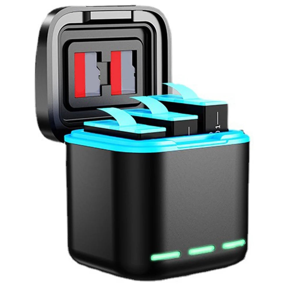 GP-810 For GoPro Hero 5 / 6 / 7 / 8 Rechargeable 3-Battery Charger Station Storage Case - 1