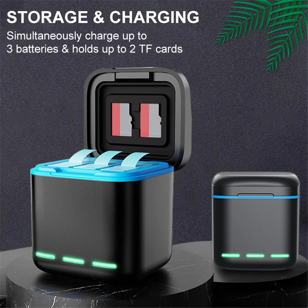 GP-810 For GoPro Hero 5 / 6 / 7 / 8 Rechargeable 3-Battery Charger Station Storage Case - 2