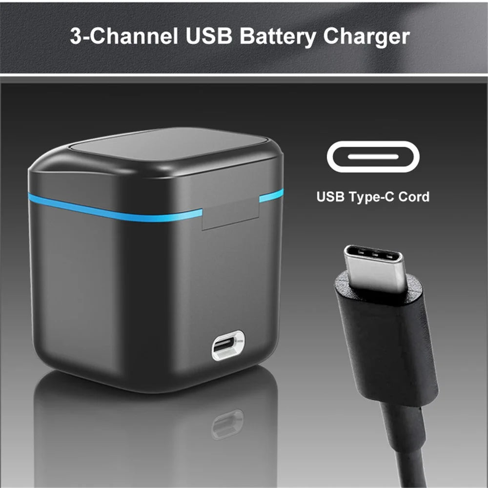 GP-810 For GoPro Hero 5 / 6 / 7 / 8 Rechargeable 3-Battery Charger Station Storage Case - 5