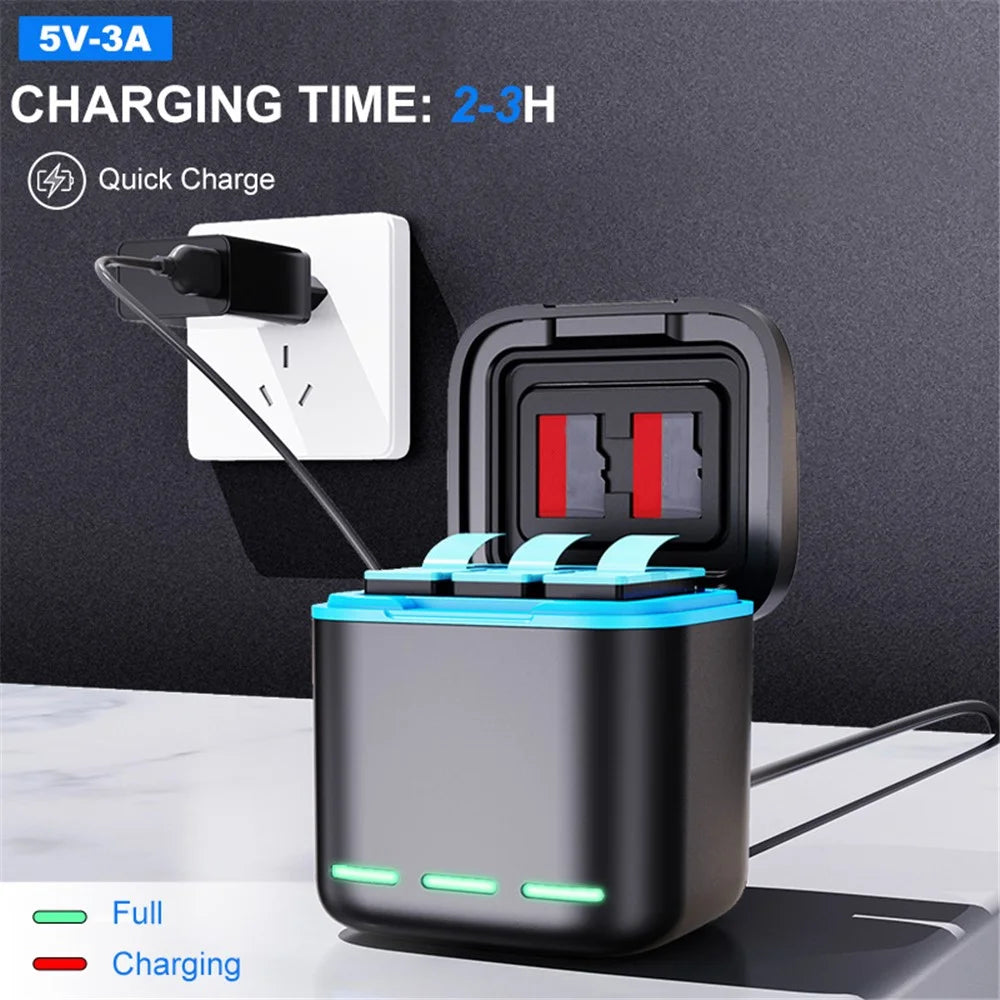 GP-810 For GoPro Hero 5 / 6 / 7 / 8 Rechargeable 3-Battery Charger Station Storage Case - 6