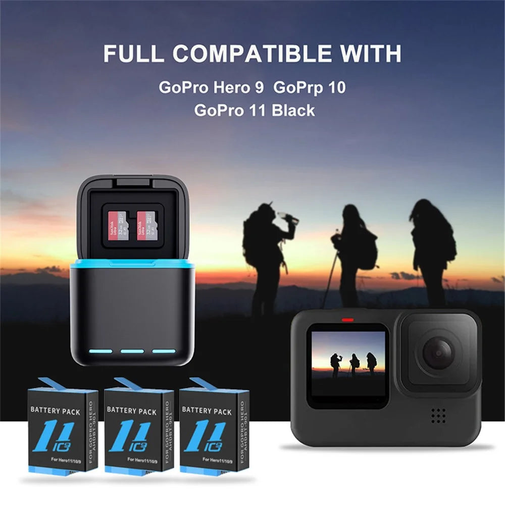 GP-910 Charging Box for GoPro Hero 11 / 10 / 9 Sports Camera Three Battery Storage Case - 3