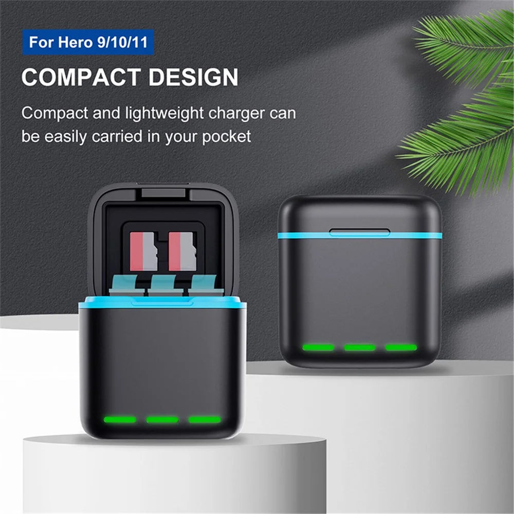 GP-910 Charging Box for GoPro Hero 11 / 10 / 9 Sports Camera Three Battery Storage Case - 5
