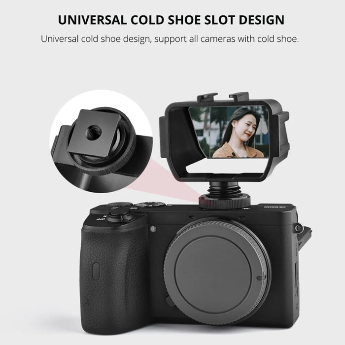 YELANGU A74 Vlog Selfie Flip Screen Cold Shoe Bracket Reverse Mirror Microphone Mount for Mirrorless Camera - 2