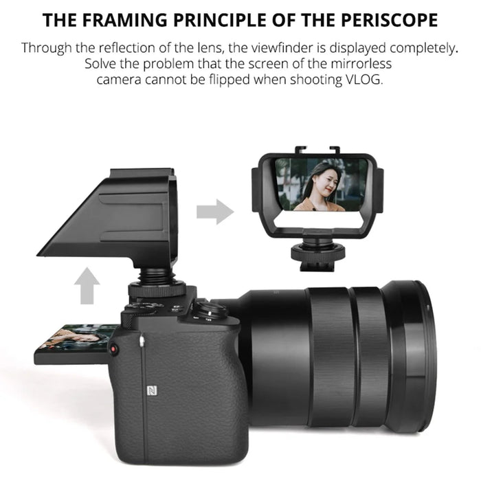 YELANGU A74 Vlog Selfie Flip Screen Cold Shoe Bracket Reverse Mirror Microphone Mount for Mirrorless Camera - 3