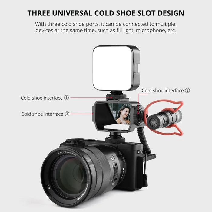 YELANGU A74 Vlog Selfie Flip Screen Cold Shoe Bracket Reverse Mirror Microphone Mount for Mirrorless Camera - 4