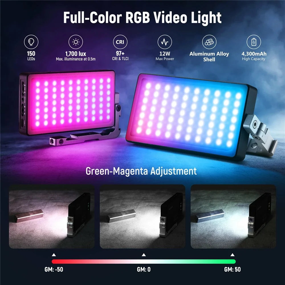 NEEWER SL90 Aluminum Alloy RGB Panel Video Light 18 Light Scenes Camera Light for Youtube Tiktok - 3