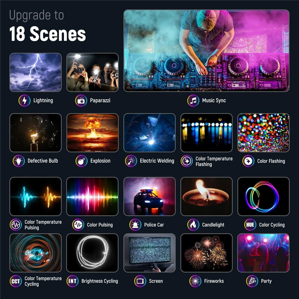 NEEWER SL90 Aluminum Alloy RGB Panel Video Light 18 Light Scenes Camera Light for Youtube Tiktok - 4