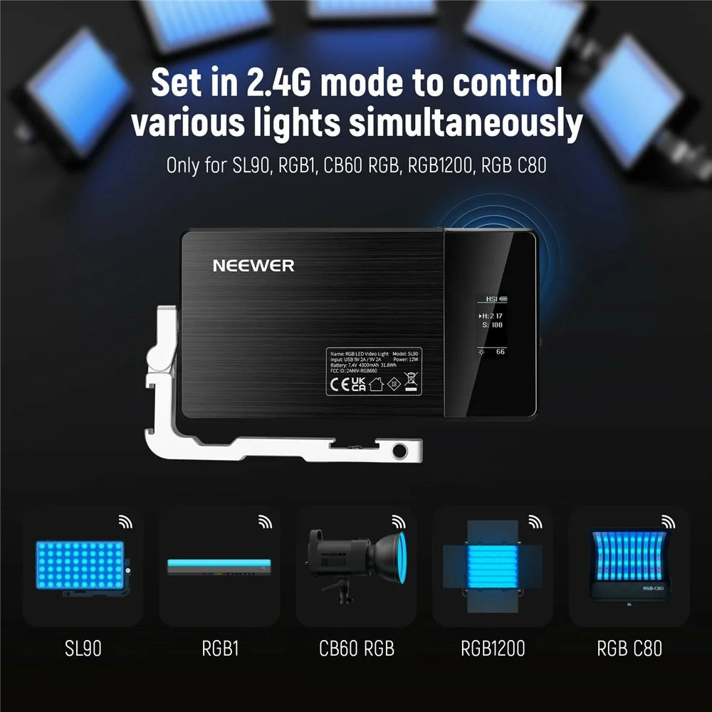 NEEWER SL90 Aluminum Alloy RGB Panel Video Light 18 Light Scenes Camera Light for Youtube Tiktok - 6