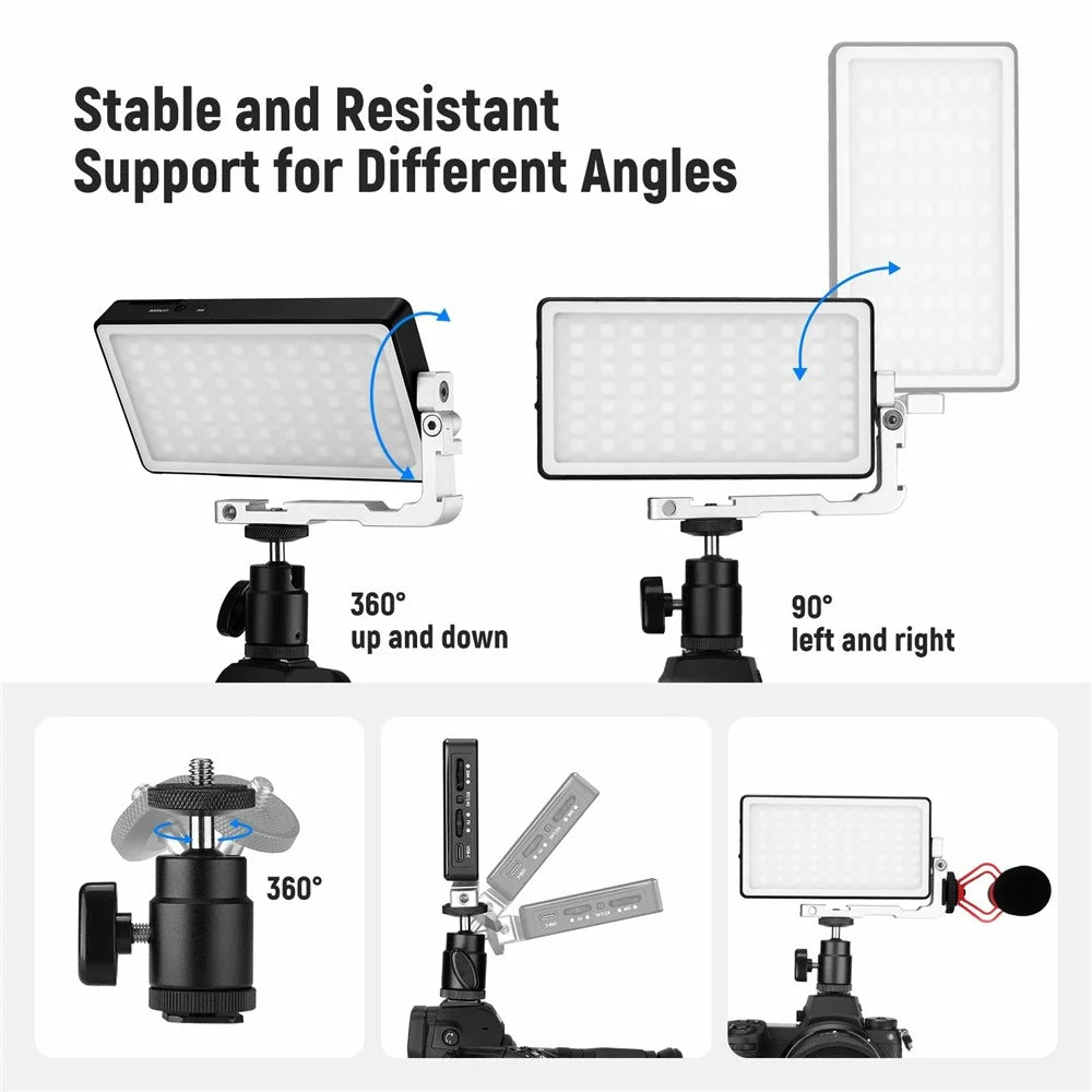 NEEWER SL90 Aluminum Alloy RGB Panel Video Light 18 Light Scenes Camera Light for Youtube Tiktok - 7