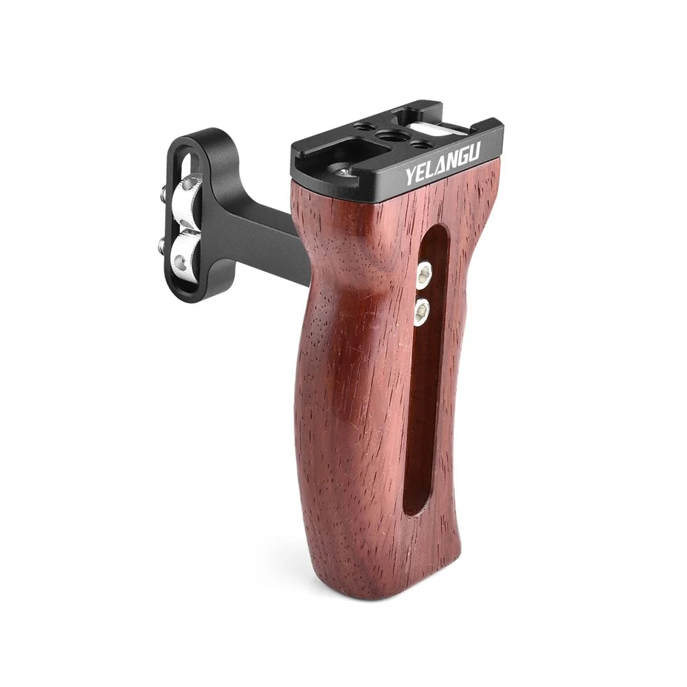 YELANGU A72 Red Rosewood + Aluminum Alloy Wooden Handle Grip Mount Support for Cage Rig - 2