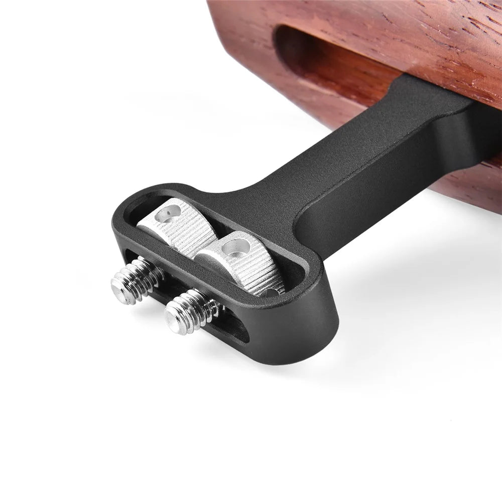 YELANGU A72 Red Rosewood + Aluminum Alloy Wooden Handle Grip Mount Support for Cage Rig - 5