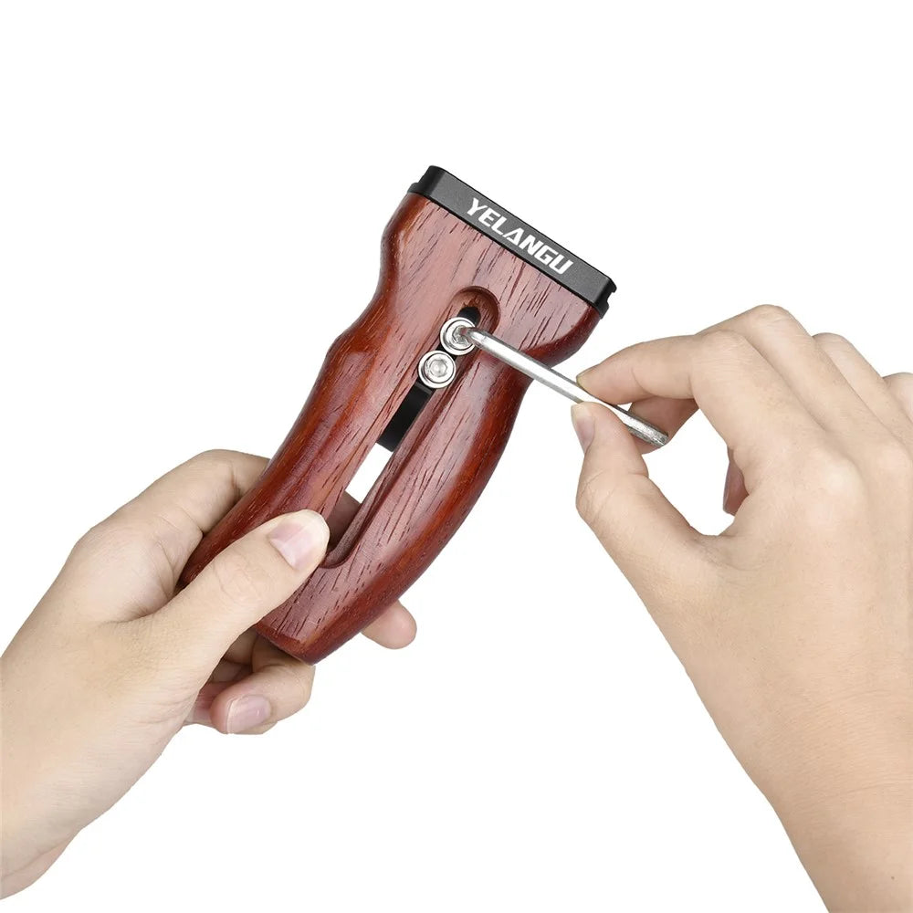 YELANGU A72 Red Rosewood + Aluminum Alloy Wooden Handle Grip Mount Support for Cage Rig - 6