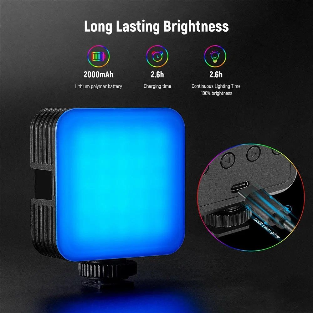 NEEWER RGB61 Magnetic RGB Video Light 360 Degree Full Color  LED Camera Light with 3 Cold Shoe Mounts - 4