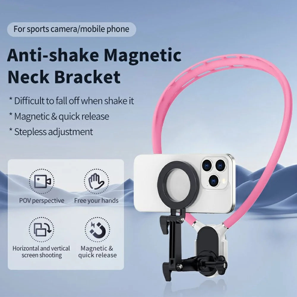 SX-P05 Outdoor Sports POV Magnetic Phone Neck Mount Hands Free Bracket for Action Camera - Pink - 4