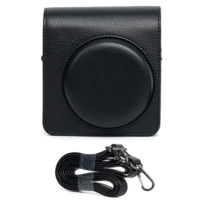 For Fujifilm Instax Mini 99 PU Leather Retro Camera Bag Anti-Drop Protective Cover with Shoulder Strap - Black - 1