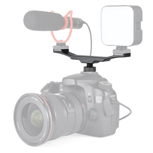 YELANGU A64 1-to-2 Camera Vlog Cold Shoe Extension Bar with 1/4'' Interface Bracket Universal Cold Shoe Mount Adapter for LED Lights/Microphones/Monitors/Audio Recorder Camera Accessory - 1