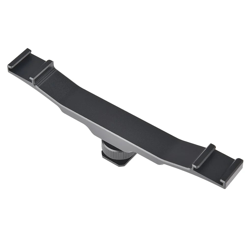 YELANGU A64 1-to-2 Camera Vlog Cold Shoe Extension Bar with 1/4'' Interface Bracket Universal Cold Shoe Mount Adapter for LED Lights/Microphones/Monitors/Audio Recorder Camera Accessory - 2