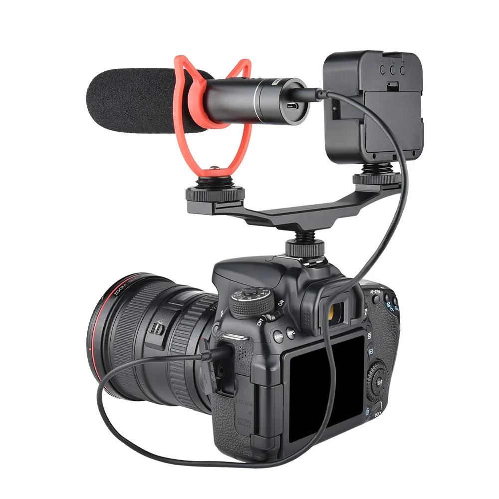 YELANGU A64 1-to-2 Camera Vlog Cold Shoe Extension Bar with 1/4'' Interface Bracket Universal Cold Shoe Mount Adapter for LED Lights/Microphones/Monitors/Audio Recorder Camera Accessory - 5