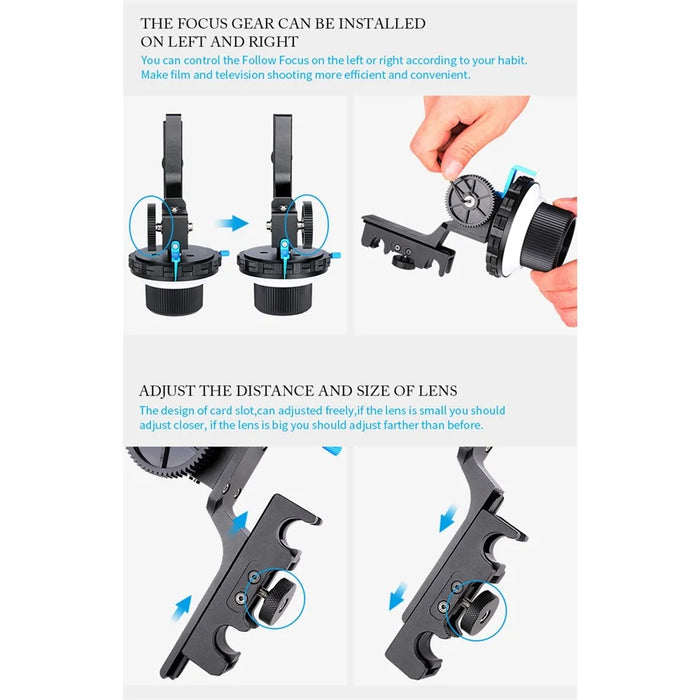 YELANGU F4 Slot Design A/B Stop Follow Focus Rig for Canon Nikon DSLR Video Camera with 52mm-86mm Lenses - 5