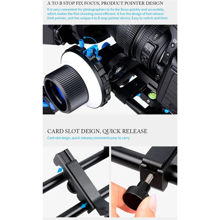 YELANGU F4 Slot Design A/B Stop Follow Focus Rig for Canon Nikon DSLR Video Camera with 52mm-86mm Lenses - 6