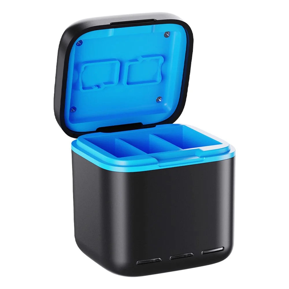 For GoPro Hero 13 Triple Battery Charger Fast Charging Case Action Camera Battery Storage Box - 1