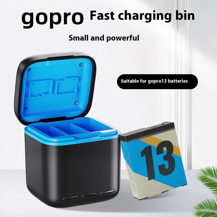 For GoPro Hero 13 Triple Battery Charger Fast Charging Case Action Camera Battery Storage Box - 2
