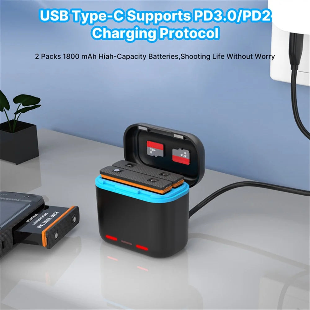 For Insta360 X3 Dual Battery Charger Action Camera Portable Fast Charging Case - 3