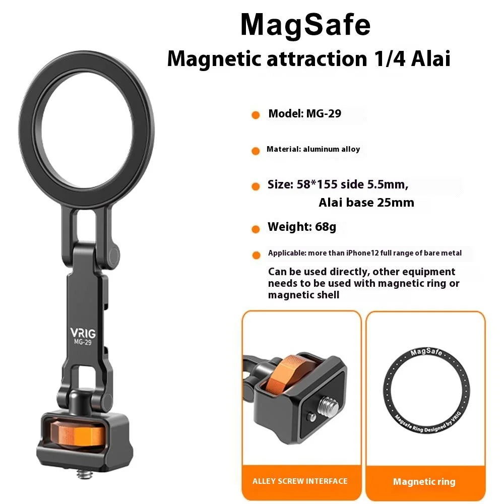 VRIG MG-29 Compatible Wth MagSafe Metal Folding Magnetic Stand Smartphone Holder for Camera, Large Size - 2