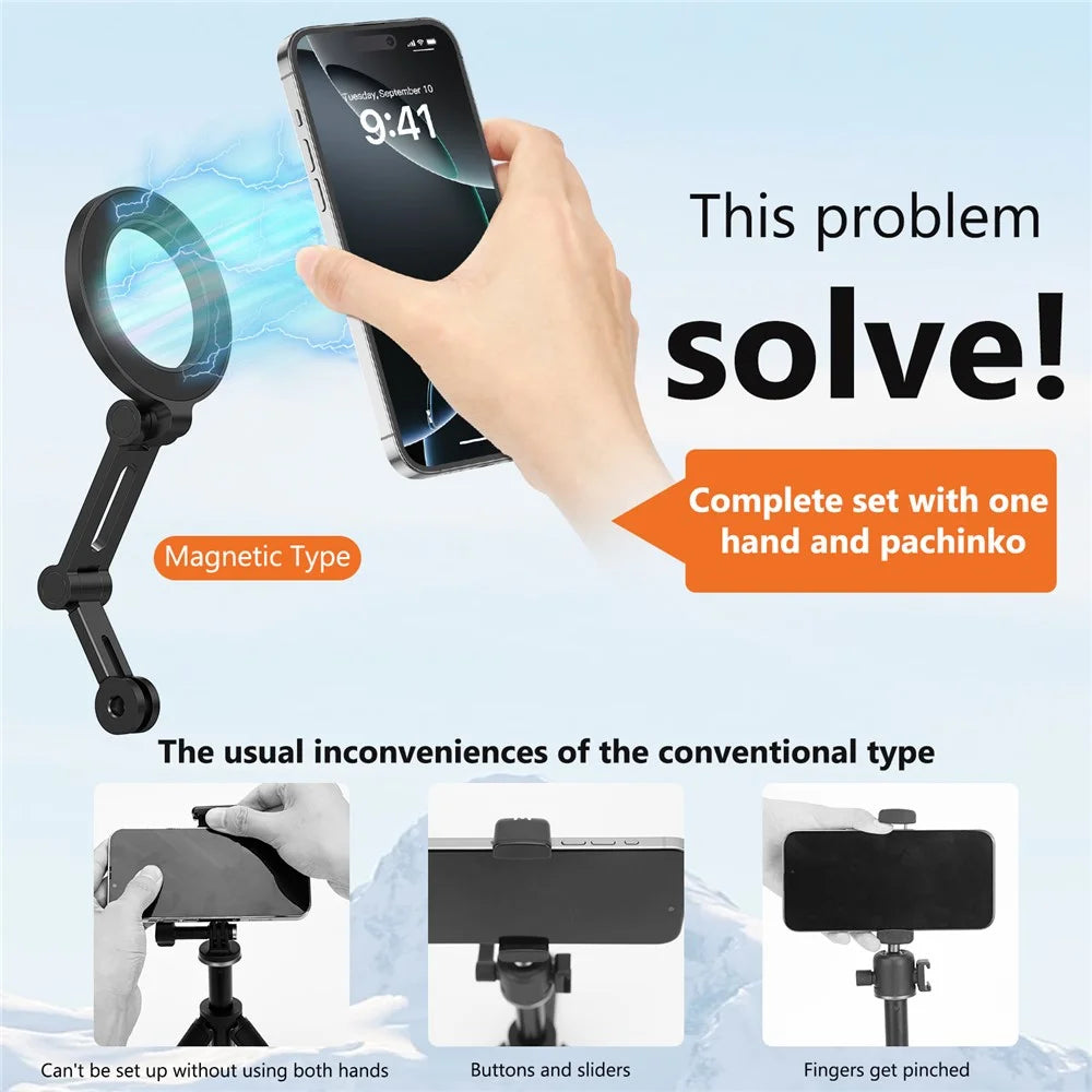 VRIG MG-27 Magnetic Phone Mount Stand for GoPro Adapter First Person Perspective Shooting Foldable Bracket - 4
