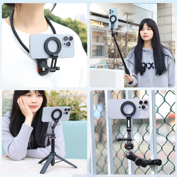 VRIG MG-27 Magnetic Phone Mount Stand for GoPro Adapter First Person Perspective Shooting Foldable Bracket - 7