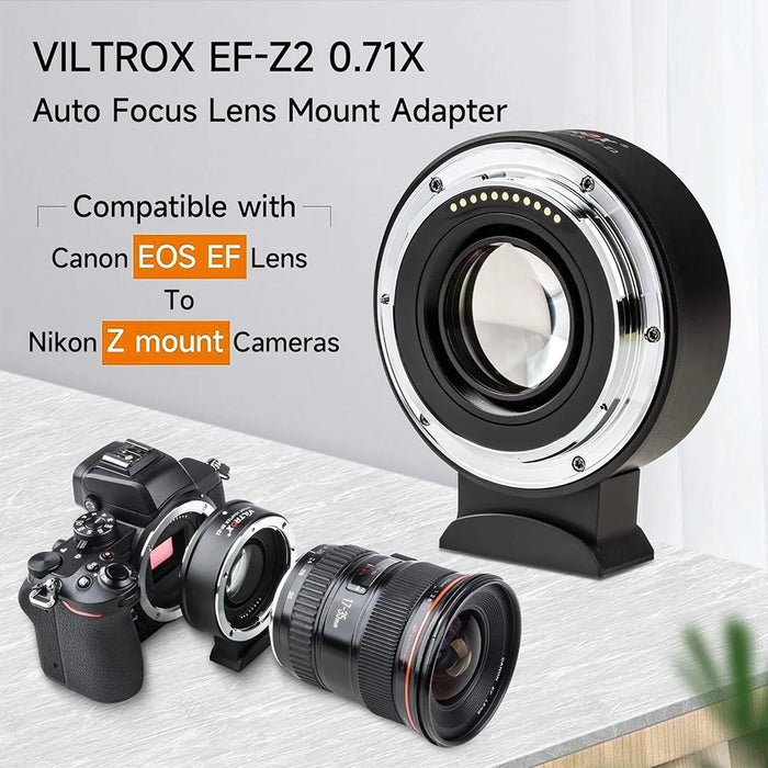 VILTROX EF-Z2 For Canon EF to Nikon Z Mount 0.71X Auto Focus Camera Lens Mount Adapter - 4