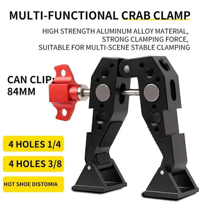 F084 Universal Photography Light Stand Clamp Metal Hot Shoe Mount Multi-Function Crab Clamp - Red - 3